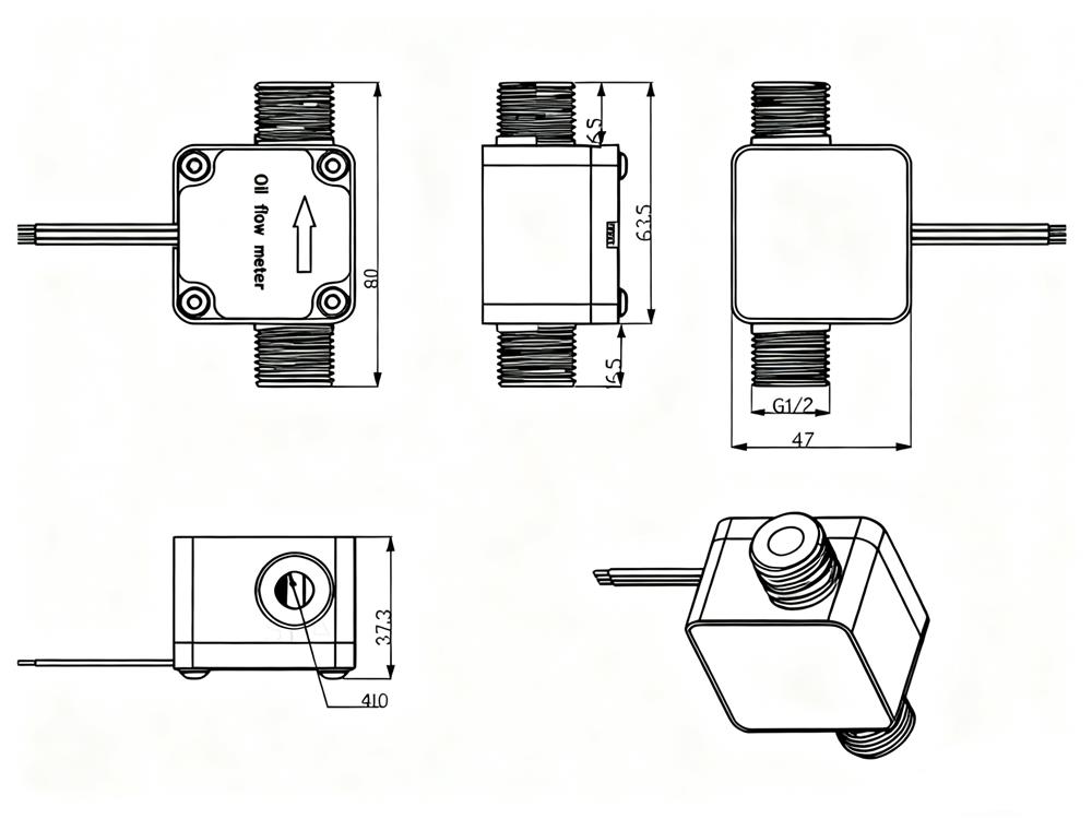 Gear flow sensor dimension G1 2